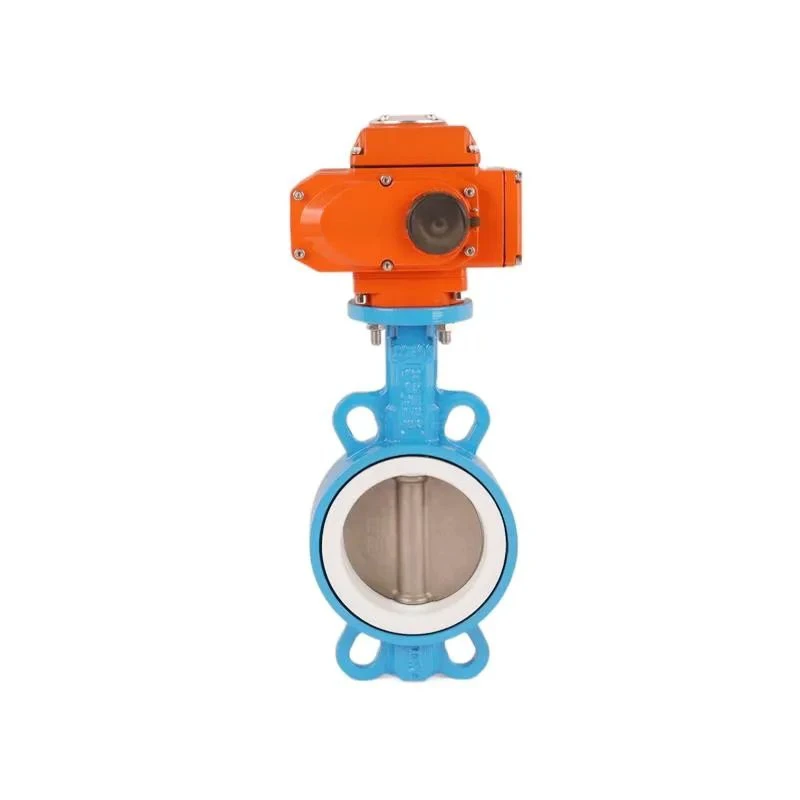 24V DC Cast Iron Motorized Actuator Butterfly Valve Electric PTFE Control Wafer Actuator Butterfly Valve