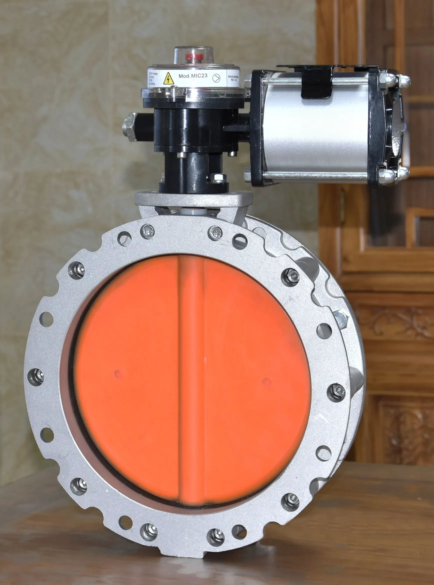 Single Flanged Double Flanged Aluminum Alloy Double Acting Pneumatic Actuator Powder Butterfly Valve