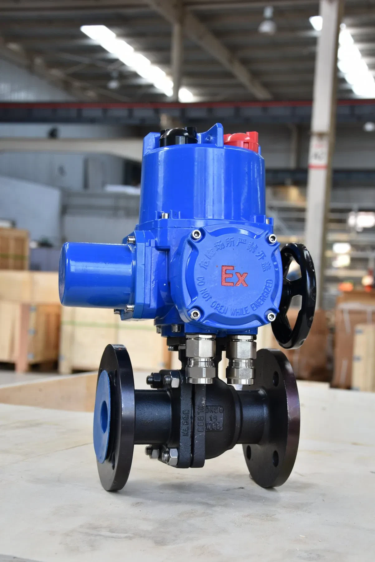 2 Way Double Flange Type Remote Operated Stainless Steel 304 Pneumatic Actuated Ball Valve