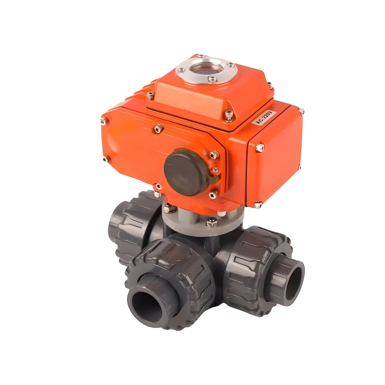 Electric Actuator Ball Valve 220V AC True Union with Modulating Type Motorized PVC 3 Way Ball Valve