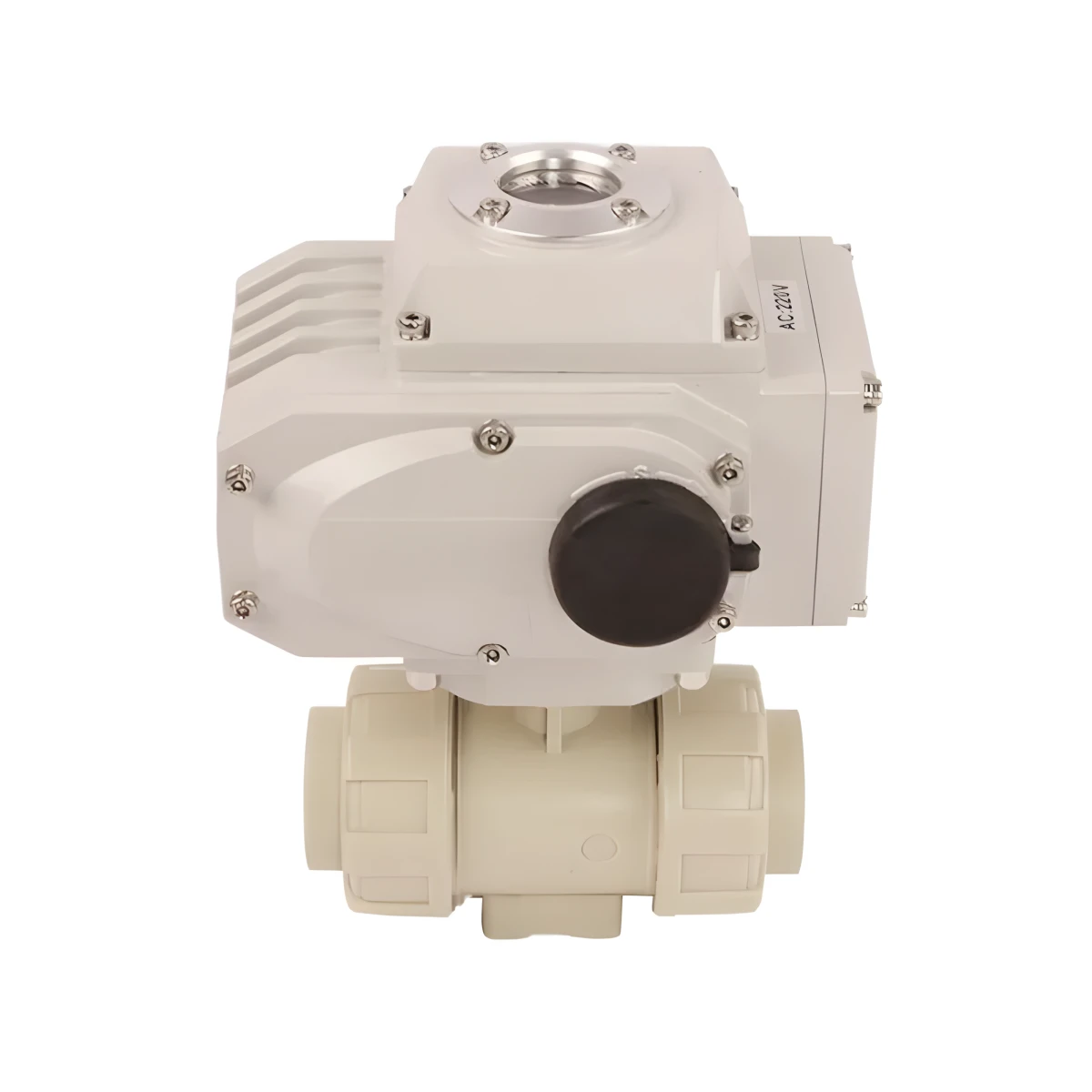 2 Way Motorized Control Water Flow Treatment Ball Valve Pph Plastic Thread Double True Union 24VAC 220VAC Electric Actuator Ball Valve