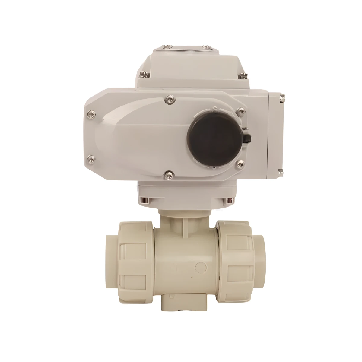 2 Way Motorized Control Water Flow Treatment Ball Valve Pph Plastic Thread Double True Union 24VAC 220VAC Electric Actuator Ball Valve