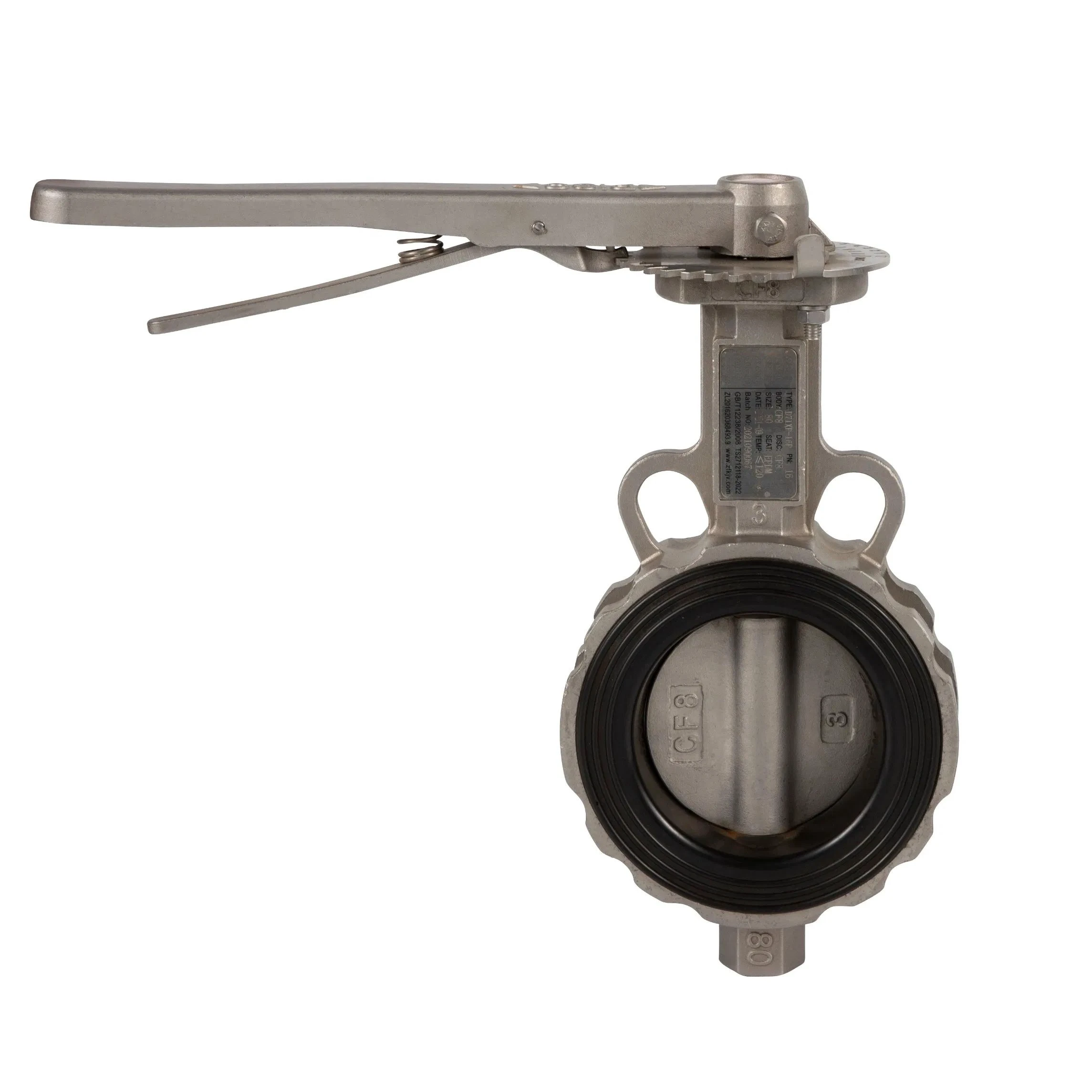 China Wafer Butterfly Valve (Nickel Clapper, PN16) Wafer Butterfly Valve Cast Iron Soft Sealing Center Line