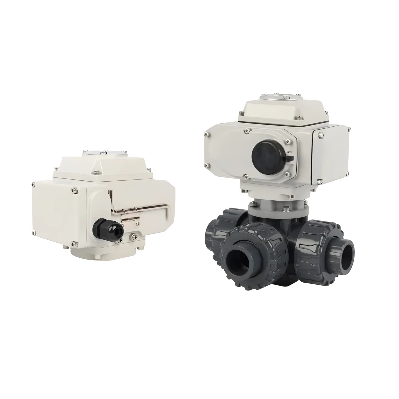 Three-way T-port PVC Motorized Ball Valve Plastic Motorized Ball Valve