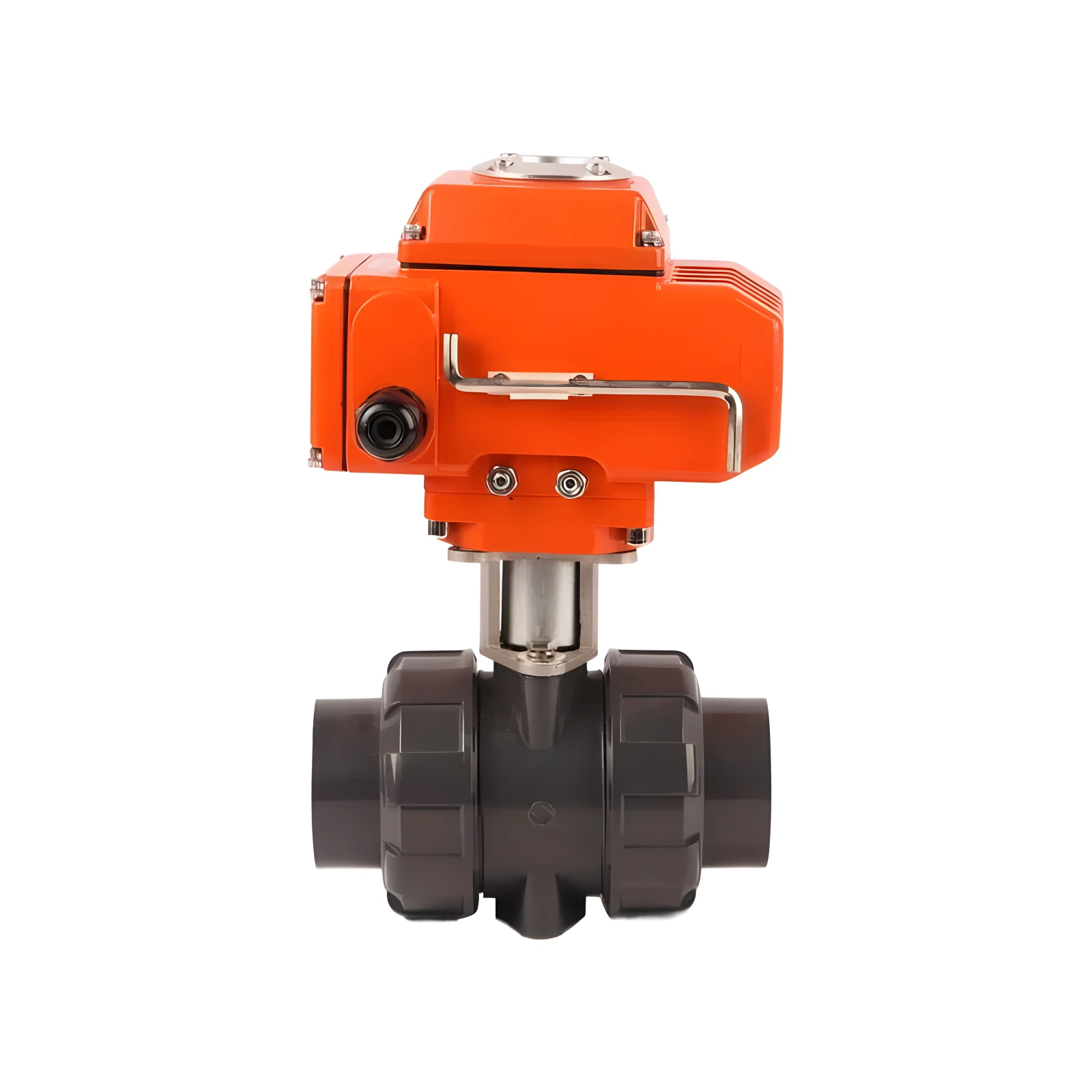 4-20mA 2 Way PVC True Union Motorized Water Control Actuator Ball Valve 24V DC Electric Actuator Ball Valve with Ss Bracket