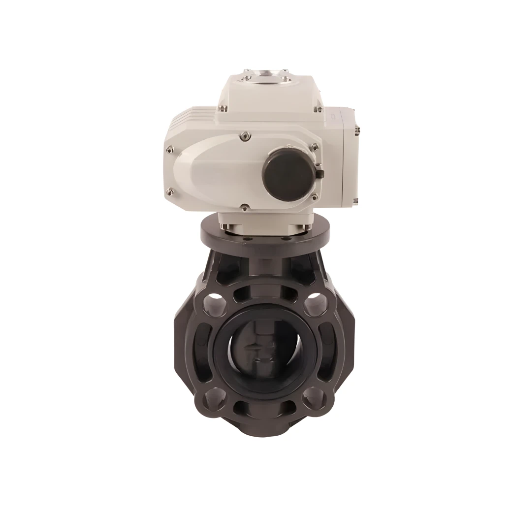 24V DC Modulating Type 4-20mA UPVC Plastic Motorized Actuator Butterfly Valve Electric Butterfly Valve