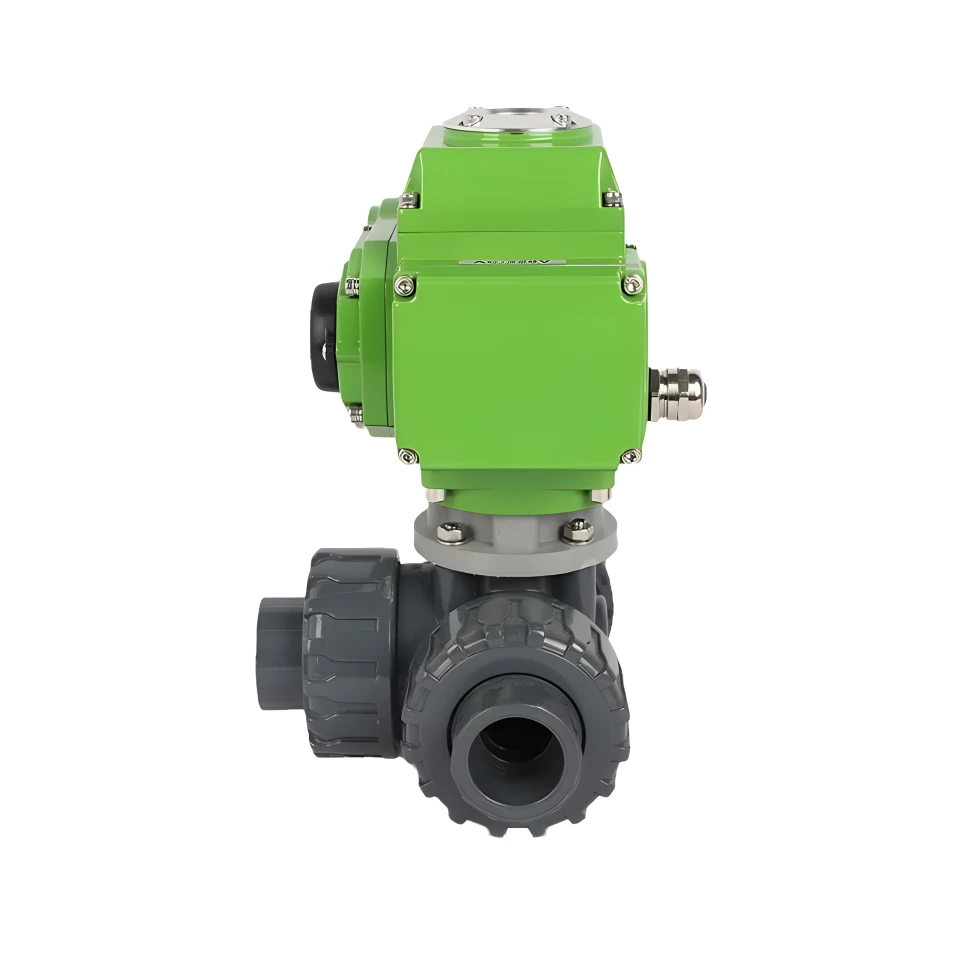 High Proformance 3 Way Smart Plastic CPVC PVC Industrial Chemical Valve Motorized Electric Actuated Socket Ball Valve