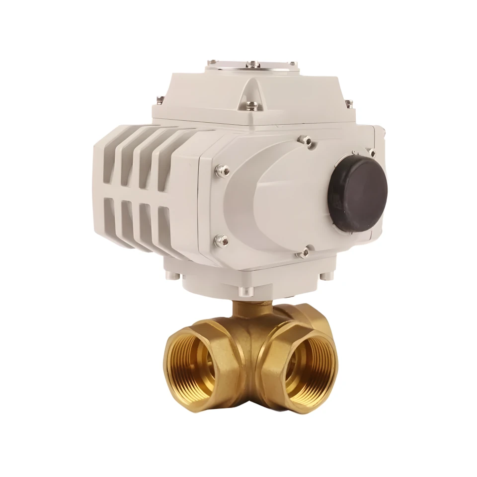 3-Way 12V 24V 220V Brass Thread Electric Ball Valve Motorized Control Actuator Ball Valve for HVAC Systems