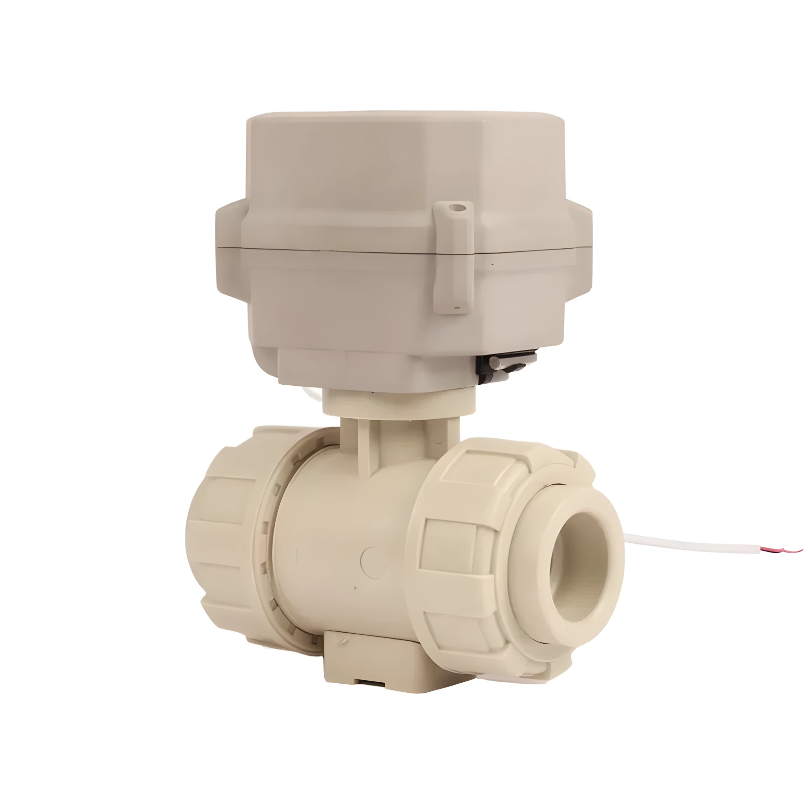 Mini Smart 24V DC Plastic Pph Double Union Motorized Water Control Ball Valve with Electric Actuator Plumbing Irrigation