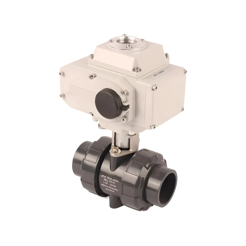 2-Way PVC True Thread Rotary Proportional 24V DC Electric Actuator Ball Valve