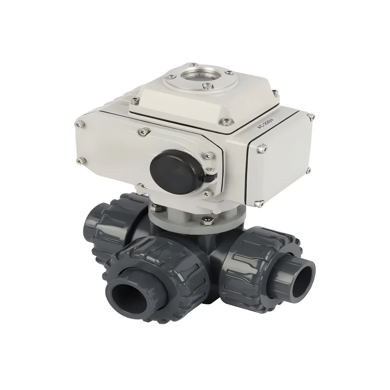 Three-way T-port PVC Motorized Ball Valve Plastic Motorized Ball Valve