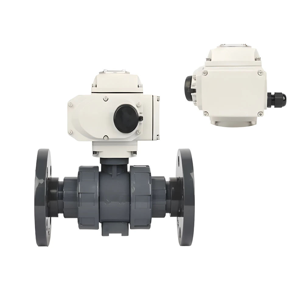 2 Inch 12V 24V PVC UPVC Plastic Electric Actuator Flange Ball Valve 2PCS Motorized Ball Valve 220V