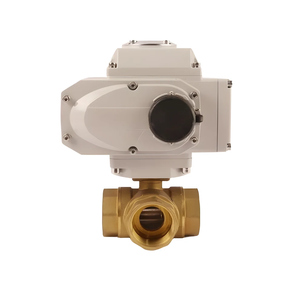 3-Way 12V 24V 220V Brass Thread Electric Ball Valve Motorized Control Actuator Ball Valve for HVAC Systems