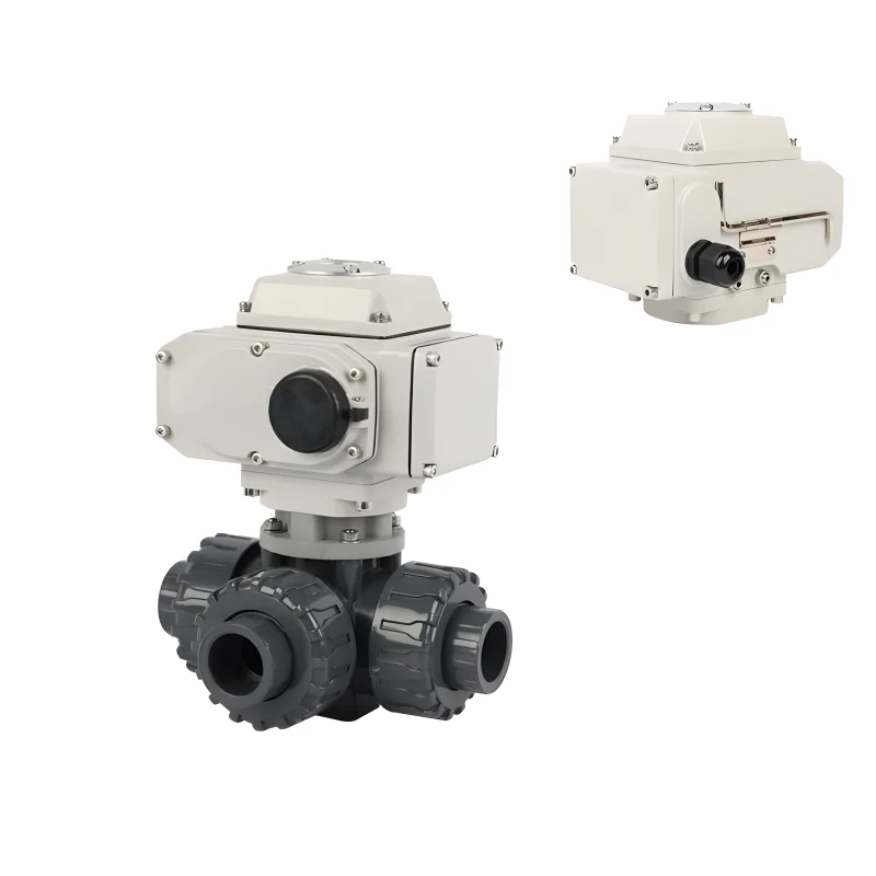 Three-way T-port PVC Motorized Ball Valve Plastic Motorized Ball Valve