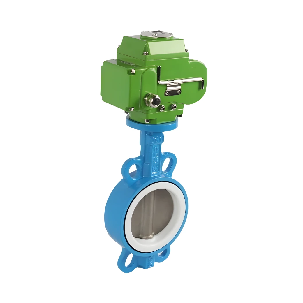 220VAC 4-20mA Electric Motor Driven Butterfly Valve Cast Iron Wafer Type Electric Butterfly Valve Electric Air Control Valve