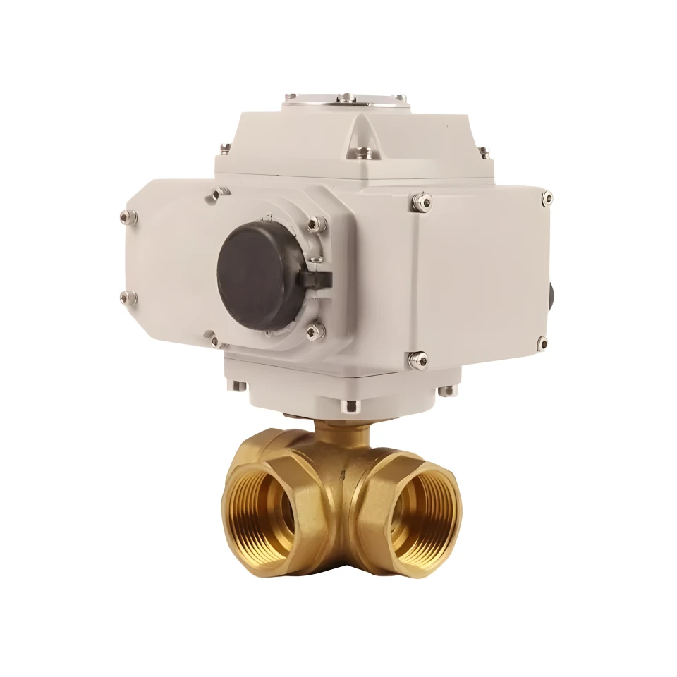 3-Way 12V 24V 220V Brass Thread Electric Ball Valve Motorized Control Actuator Ball Valve for HVAC Systems