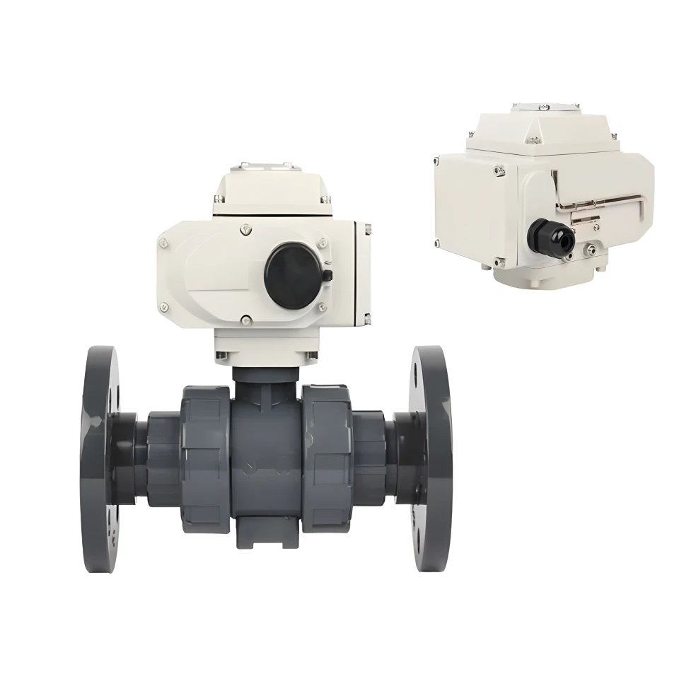 2 Inch 12V 24V PVC UPVC Plastic Electric Actuator Flange Ball Valve 2PCS Motorized Ball Valve 220V