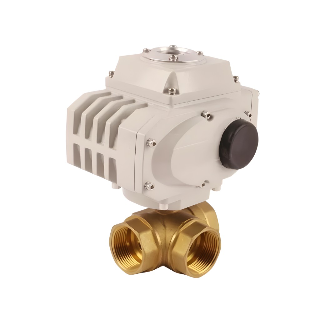 3-Way 12V 24V 220V Brass Thread Electric Ball Valve Motorized Control Actuator Ball Valve for HVAC Systems