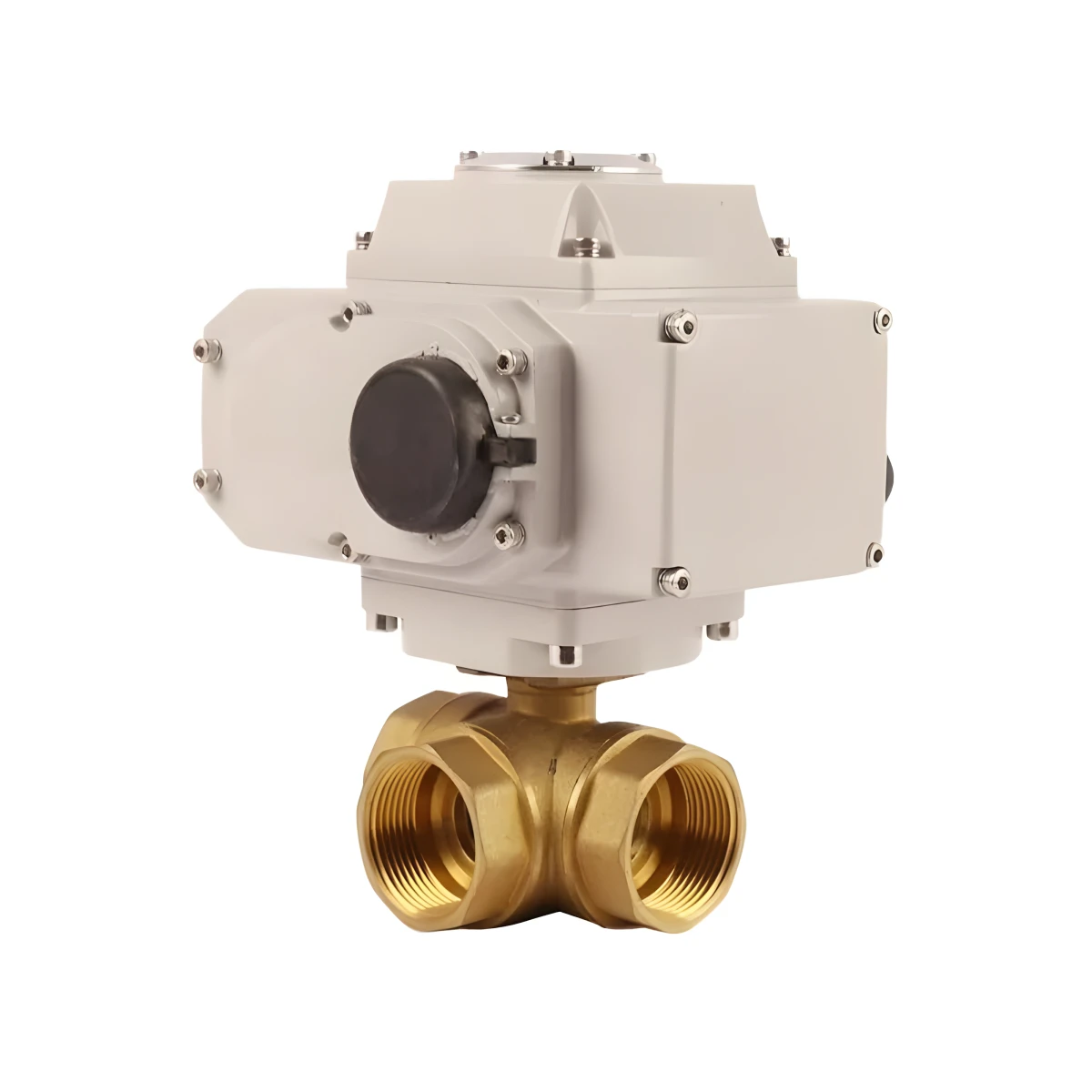 3 Way Programmable Water Control Flow Valve Shutoff Electronic Motorized Brass Ball Valve 24VDC with Actuator