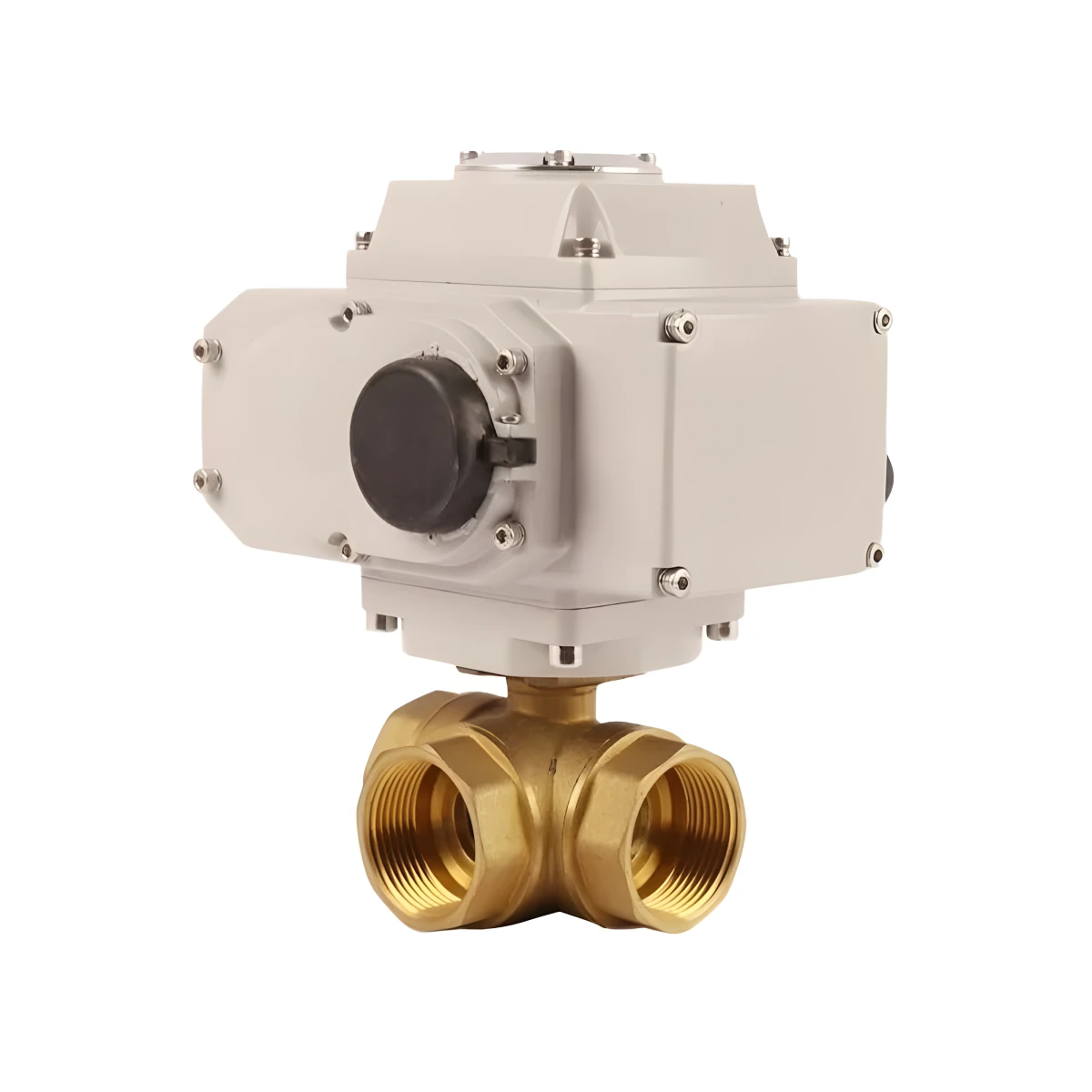 3 Way Programmable Water Control Flow Valve Shutoff Electronic Motorized Brass Ball Valve 24VDC with Actuator