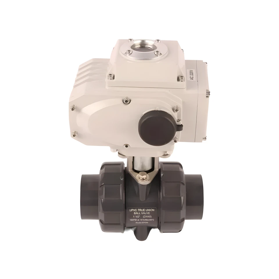 2-Way PVC True Thread Rotary Proportional 24V DC Electric Actuator Ball Valve