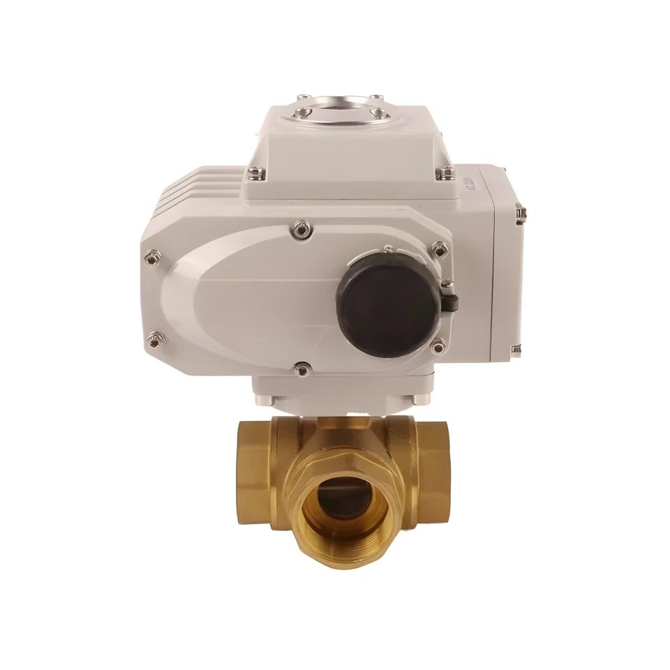 3-Way 12V 24V 220V Brass Thread Electric Ball Valve Motorized Control Actuator Ball Valve for HVAC Systems