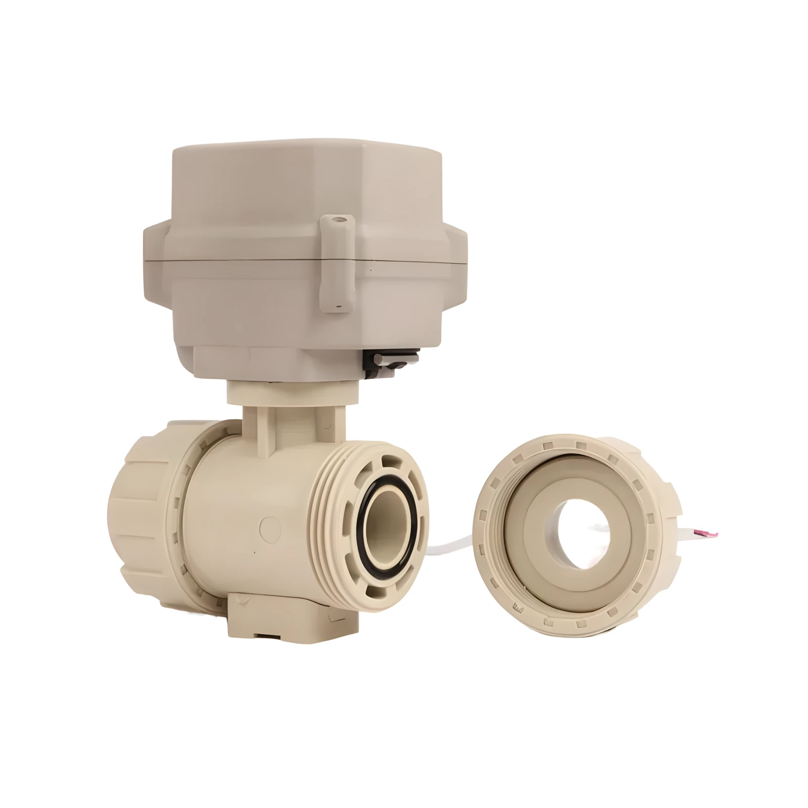 Mini Smart 24V DC Plastic Pph Double Union Motorized Water Control Ball Valve with Electric Actuator Plumbing Irrigation