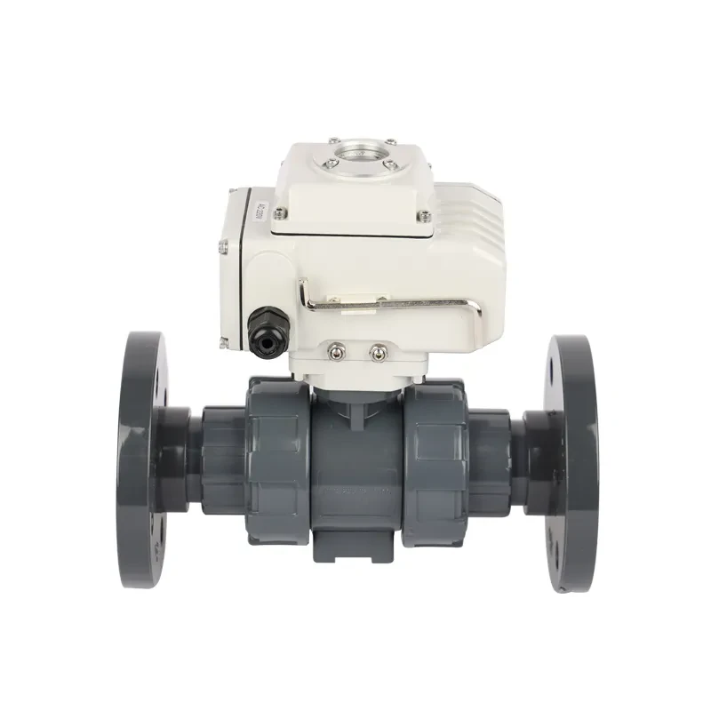 2 Inch 12V 24V PVC UPVC Plastic Electric Actuator Flange Ball Valve 2PCS Motorized Ball Valve 220V