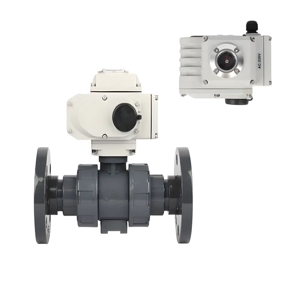 2 Inch 12V 24V PVC UPVC Plastic Electric Actuator Flange Ball Valve 2PCS Motorized Ball Valve 220V