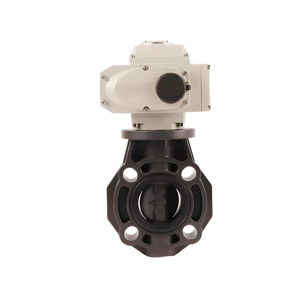 24V DC Modulating Type 4-20mA UPVC Plastic Motorized Actuator Butterfly Valve Electric Butterfly Valve